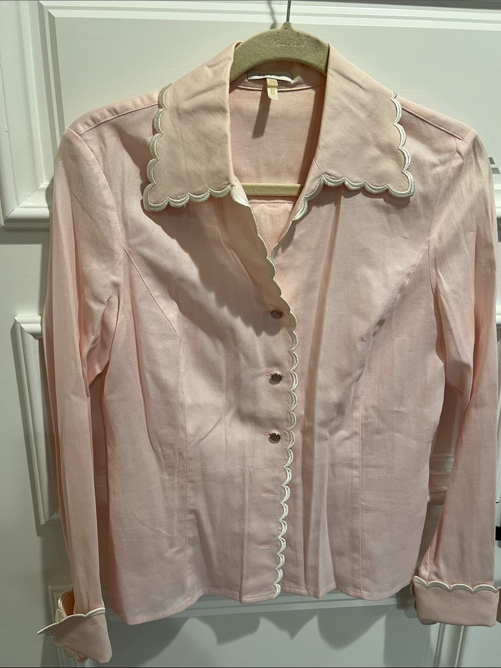 Escada Women's Pink Scallop-Trim Button Front Blouse